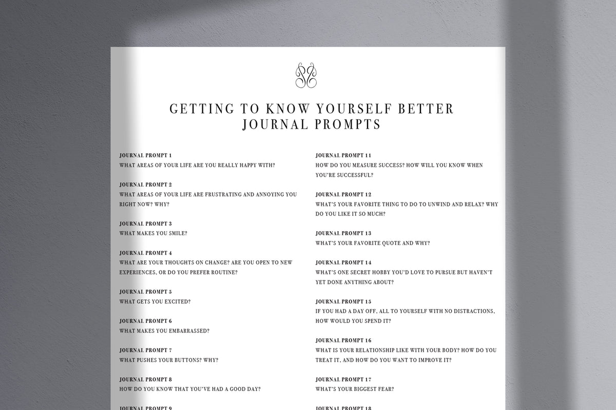Getting To Know Yourself Better Journal Prompts