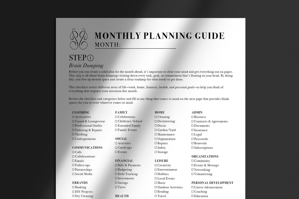 Monthly Planning Guide
