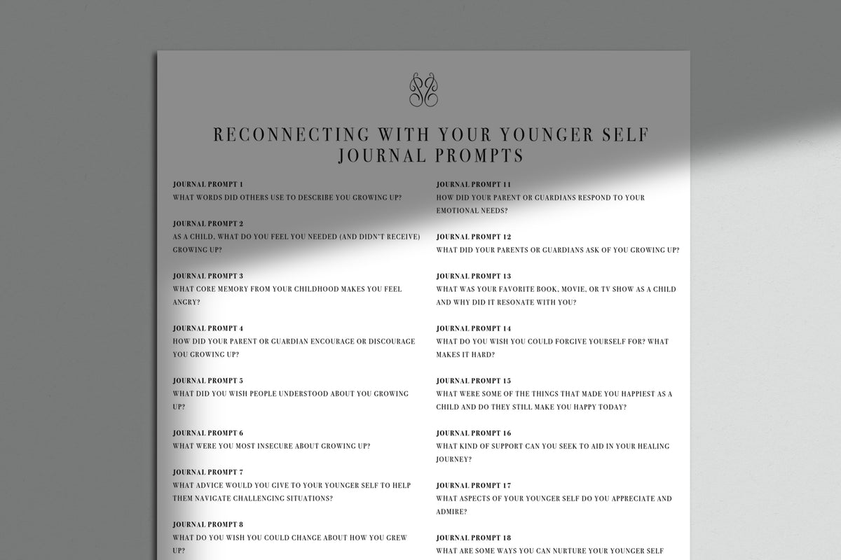 Reconnecting With Your Younger Self Journal Prompts