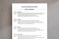 Year End Reflection Journal Prompts