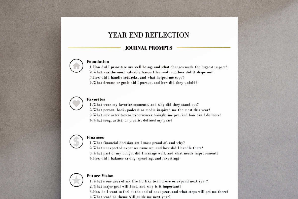 Year End Reflection Journal Prompts